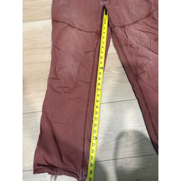 EMS Men's Workwear Stretch Pants Reinforced Knee Red Maroon Distressed 36 x 32 - Picture 4 of 9
